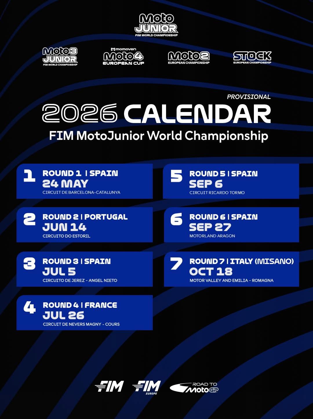 FIM MotoJunior World Championship 2026 Calendar